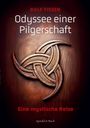 Titel und Autor: "Odyssee einer Pilgerschaft" von Ralf Tissen. Ein reich verziertes Holzornament auf braunem Hintergrund.