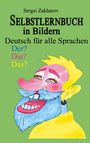 Illustration: "Selbstlernbuch in Bildern", "Deutsch für alle Sprachen". Fröhlicher Mann mit blauem Bart und gelbem Haar.