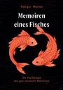 "Memoiren eines Fisches", Rüdiger Merten. Zwei rote Fische bilden ein Yin-Yang-Muster auf dunklem Hintergrund.