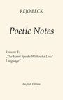 "Poetic Notes, Volume 1: 'The Heart Speaks Without a Loud Language', English Edition" auf hellem Hintergrund.