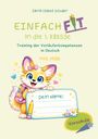 Text: "EINFACH FIT in die 1. Klasse", "Dein Name:", "Vorschule". Illustration eines fröhlichen Fuchses mit Schulutensilien.