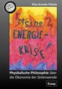 Oben: "Elise Ananke Fidukis". Illustration: Flammen mit "K (gestrichen) Meine Energiekrise?". Unten: "Physikalische Philosophie..."