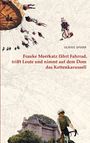 "Frauke Meerkatz fährt Fahrrad, trifft Leute und nimmt auf dem Dom das Kettenkarussell." Stadtplan-Hintergrund, Frau radelt.