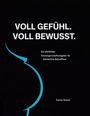 Texte: "VOLL GEFÜHL. VOLL BEWUSST.", "Ein ehrlicher Schwangerschaftsratgeber für Borderline-Betroffene", "Sanny Glaser". Links blaue, gebogene Linie.