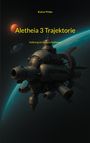 „Kairos Prime. Aletheia 3 Trajektorie. Haltung im Außenrhythmus.“ Ein futuristisches Raumschiff vor Planeten.