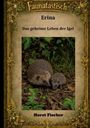 "Faunatastisch: Erina - Das geheime Leben der Igel" und "Horst Fischer". Zwei Igel im Wald; goldener, verzierter Rahmen.