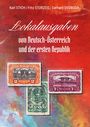 "Lokalausgaben von Deutsch-Österreich und der ersten Republik" auf rotem Hintergrund, drei bunte Briefmarken darunter.