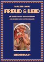 Walter Johu "Freud & Leid" Liederbuch. Illustration: Frau mit Blumenkranz, dekorativer Rand.