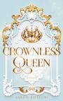 Texte: Crownless Queen, Roman, Sarah Kosecki. Eine goldene Krone über ornamentalen Verzierungen auf hellblauem Hintergrund.