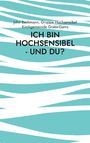 Text: "ICH BIN HOCHSENSIBEL - UND DU?" in schwarzer Schrift. Hintergrund: Türkis-weiße Streifen.