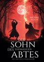 "Der Sohn des ehemaligen Abtes" von Michael Rusch; Ryu kämpft gegen Schwarzmagier vor rotem Himmel und Vollmond.