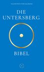 "Valentinus von Salzburg, Die Untersberg Bibel" in Weiß auf Blau mit goldenen Kreisen.