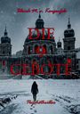 „Ulrich M. v. Karpenfels“, „DIE 9 GEBOTE“, „Psychothriller“; winterliche Szene mit Kirche und Person im Schnee.