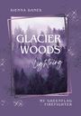 „Glacier Woods: Lightning“ von Sienna Danes, violett eingefärbter Wald mit glitzernden, funkelnden Elementen.