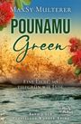 "Pounamu Green" von MaxSy Multerer, "Eine Liebe, so tiefgrün wie Jade". Illustration mit rotem Blütenzweig und Meer.