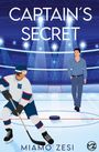 "CAPTAIN'S SECRET" und "MIAMO ZESI". Eine Illustration: Ein Eishockeyspieler und ein Mann in Freizeitkleidung auf der Eisfläche.