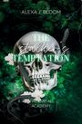 "THE STALKER'S TEMPTATION" und "SHADOWFALL ACADEMY 5". Totenkopf, schwarze Schlange, grüne Blumen im Hintergrund.