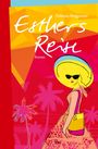 "Esthers Reise" und "Paloma Bregenzer" ist in verspielter Schrift. Eine stilisierte Frau mit Sonnenhut, bunter Hintergrund.