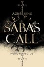 AGNES KING, SABA'S CALL, HOMO PERFECTUS. Mystische Symbole und Schwarz-Beige-Farben umrahmen den Text.