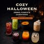 "Cozy Halloween: Drinks, Punsch & Zaubertränke. 24 alkoholfreie Halloween-Rezepte." Sechs dekorative Getränke.