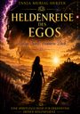 "Heldenreise des Egos. Mutige Seele, erinnere Dich... Eine spirituelle Reise zur Erkenntnis deiner Seelenessenz." 

Eine Frau blickt in eine magische Landschaft.