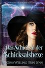 „Das Schicksal der Schicksalshexe“, Gesichter einer Frau mit großem Hut. Blitz und Stern am Himmel.