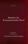 "Manifest der Kommunistischen Partei", herausgegeben von Edmond Bronstein, Karl Marx & Friedrich Engels. Roter Hintergrund.