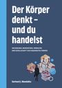 „Der Körper denkt – und du handelst. Wie Biologie, Bewusstsein, Verhalten und Gesellschaft sich gegenseitig formen." Gerhard J. Mandalka. Eine Person mit Aktentasche betrachtet Sechsecke mit prähistorischen Malereien auf blauem Hintergrund.