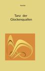 "Tanz der Glockenquallen" von Paul Gisi. Illustration: Fließende gelbe Kurven auf orangefarbenem Hintergrund.