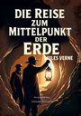 „Die Reise zum Mittelpunkt der Erde“ von Jules Verne. Zwei Personen in einem Höhlengang mit einer Laterne.