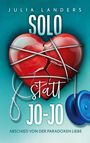 "Julia Landers: Solo statt Jo-Jo. Abschied von der paradoxen Liebe." Ein rotes Herz, gefesselt mit Schnüren, neben einem blauen Jo-Jo.