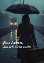 „Das Leben, das ich nicht wollte“. Eine Person steht im Regen mit Schirm am Bahnsteig, nächtlicher Zug in der Ferne.