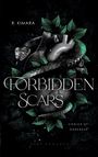 "FORBIDDEN SCARS" und "R. Kimara" in einer dunklen, geheimnisvollen Illustration mit einem Herz, von einer Schlange umwoben.