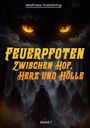 "Feuerpfoten: Zwischen Hof, Herz und Hölle, Band 1." Bedrohliche gelbe Augen über dunklen, unheimlichen Gestalten im Nebel.