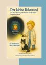 "Der kleine Doktorand" (Kinderbuch). Zielscheibe mit "Universum", "Pflanze", "Tier". Junge mit Taschenlampe, Katze daneben.