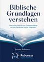 "Biblische Grundlagen verstehen" steht oben. Landschaft mit Fluss, Hügeln und Tempel. Logo: "Ruboneza Digital Academy".
