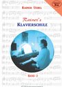 "Rainer Uebel", "Rainer's Klavierschule", "Band 2". Illustration eines Mannes am Klavier. Musiknoten im Hintergrund.