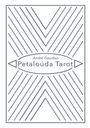 „André Gaudian, Petalóuda Tarot“. Geometrisches Muster mit parallelen und diagonal verlaufenden Linien.
