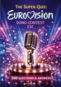 „The Super-Quiz: Eurovision Song Contest ESC“, „300 Questions & Answers“. Retro-Mikrofon auf einer Bühne mit Lichtern.