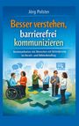 Text: "Jörg Polster. Besser verstehen, barrierefrei kommunizieren. Kommunikation mit Menschen mit Behinderung im Berufs- und Behördenalltag." Illustration von Menschen beim Gespräch auf Puzzleteilen.