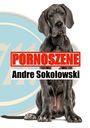 "PORNOSZENE" in roter Schrift, "Andre Sokolowski" darunter. Eine große deutsche Dogge sitzt im Vordergrund.