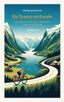 Text: "Wolfgang Gajewski, Ein Traum wird wahr, Mit dem Fahrrad durch Norwegen und ans Nordkap, Reisebericht." Illustration: Radfahrer auf kurviger Straße in Fjordlandschaft mit Bergen und Häusern.