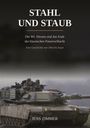 "STAH UND STAUB", Untertitel über M1 Abrams und Panzerschlachten, Autor: Jens Zimmer. Unten ein Panzer auf schlammigem Terrain.