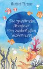 Buchtitel: "Die spannenden Abenteuer vom zauberhaften Wassermann". Illustration mit Fischen, Korallen und Blubberblasen.