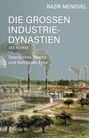 Text: "Die großen Industriedynastien des Elsass: Geschichte, Macht und familiäres Erbe". Illustration einer Fabriklandschaft.