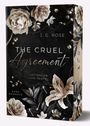 „The Cruel Agreement“ von J.G. Rose, „Gestohlen vom Teufel“. Dunkler Hintergrund mit eleganten Blumen und Edelsteinen.