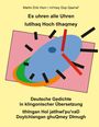 Text: "Es uhren alle Uhren", "Deutsche Gedichte in klingonischer Übersetzung." Abstrakte geometrische Formen.