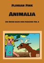 „FLORIAN FINK ANIMALIA DIE SUCHE NACH DEM PARADIES TEIL 4“. Eine Illustration mit Mädchen und Reh in Landschaft.