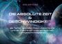"Die absolute Zeit & Geschwindigkeit" steht in großen Buchstaben vor einem kosmischen Hintergrund mit Planeten und Galaxien.