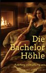 "Die Bachelor Höhle. Anleitung zum unartig sein - MARC-LEON FELDT." Eine Frau im schwarzen Kleid sitzt vor einem Kamin.